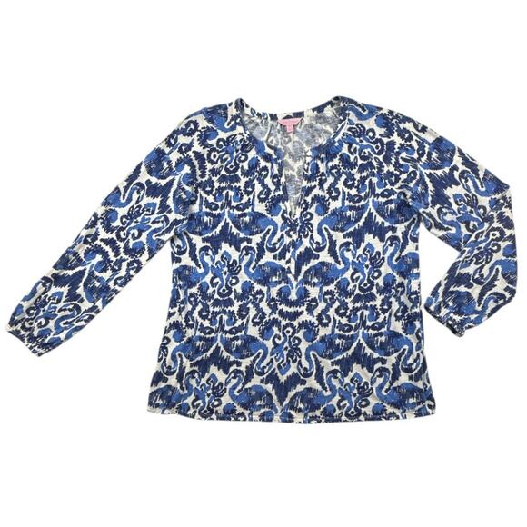 Lilly Pulitzer Meg Top Resort Navy Beach Bathers Womens Medium - Picture 2 of 8